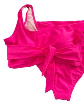 Nordstrom Hot Pink One-Shoulder Bikini with Waist Tie Large New w/out tags
